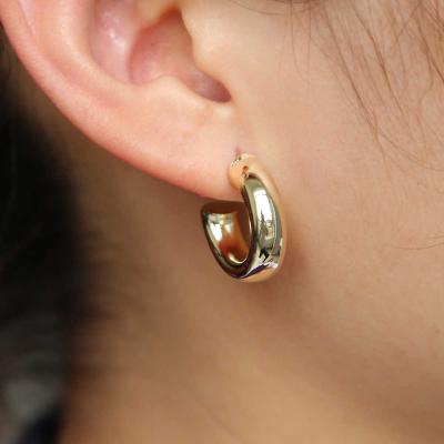 China 925 Sterling Siver Stable Quality Jewelry Hoopes Earring 14K Gold Filled Pure 18K Yellow Gold Plated 925 Silver Thick Hoop Earrings for sale