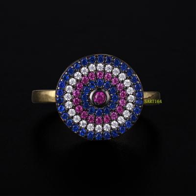 China CLASSIC Stone 925 Sterling Silver Ring from Sevenajewelry SAR7164 Otooman Sultan Suleiman Gold Plated Turkish Colorful for sale