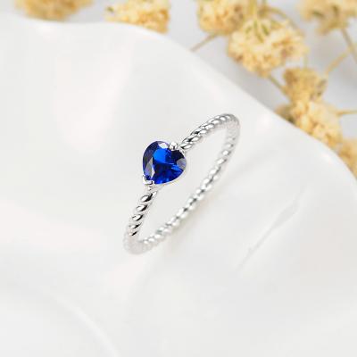 China Sevena SAR7496 Wedding CLASSIC Gemstone Eternity Engagement White Gold Plated Blue Sapphire Copper Heart Rings For Women for sale