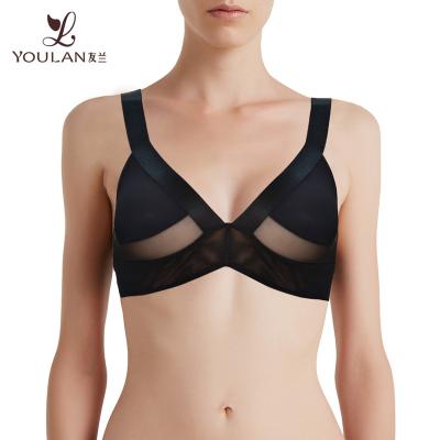 China QUICK DRY Customize Black Wide Strap Breathable Lingerie Designer Women Bra Non Wire Daily Bra for sale