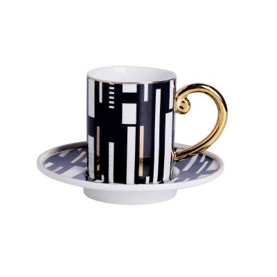 China Sustainable Modern Design Black And White Mug Set 12pcs Coffee Mug Set Ceramic Gift Set for sale