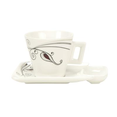 China Viable Afternoon Coffee Square Single Shape Handle Fine Bone China Cup Saucer New for sale