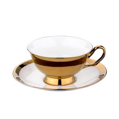 China 2020 Sustainable Electroplating Gold Plated Ceramic Cup And Saucer Coffee Cup Mug for sale