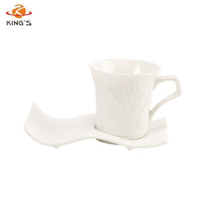 China Disposable European Style Porcelain White Coffee Sets With Gift Packing for sale