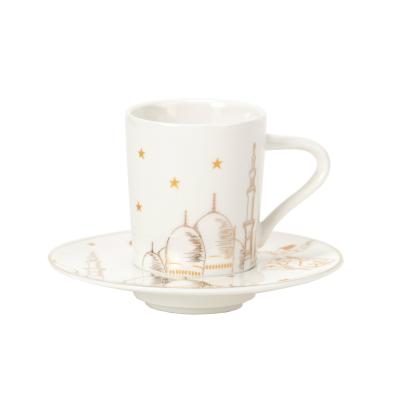 China New Sustainable Bone China Turkish Coffee Cup And Saucer for sale