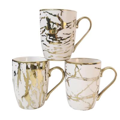 China Sustainable Factory Direct 350ml Plating Gold Plated Ceramic Coffee Mugs Gold Plated Mugs for sale