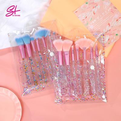 China Soft Texture Crystal Makeup Tools Pink Blue Bling Liquid Glitter Sprinkle Cosmetics Brush Makeup Brush Private Label for sale