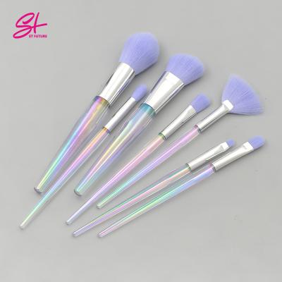 China Angular Blush OEM Factory Nylon Hair Makeup Set Brushes With Clear Diamonds Crystal Handle Make Up Bag Brushes for sale