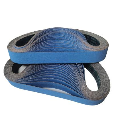 China Suitable for 75mm*2000mm Zirconia Polished Steel Blue Sand Polishing Stainless Steel Abrasive Belt for sale