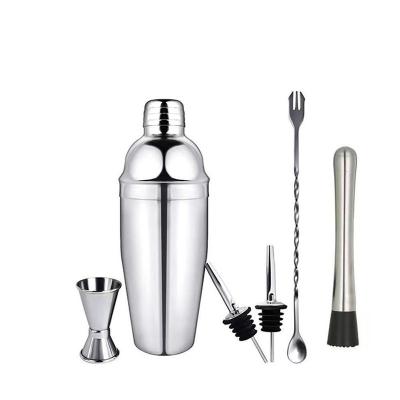 China Sustainble Factory Cocktail Shaker Set Stainless Steel Customized Bartender With Double Jigger Bar Spoon for sale