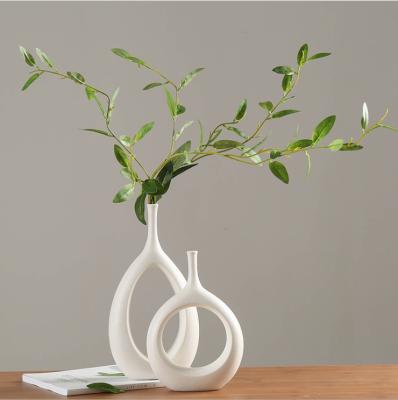 China Modern creative Nordic ceramic vase wind household living room table top dry flowers and ornaments for sale