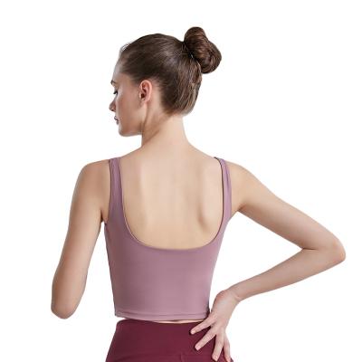 China Breathable Women Padded Running Fitness Workout Shirts Yoga Tank Top Tank Tops Womens Sports Bra for sale