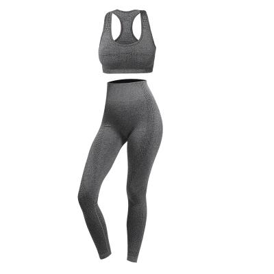 China 2022 New Breathable Seamless Knitted Vest Yoga Pants Suit Two Piece Suit for sale