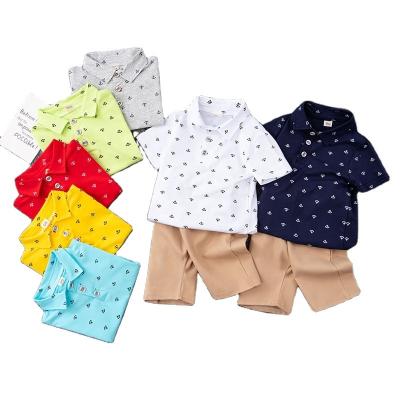 China Summer Casual Hot Sale Boys T-shirts&Polo Shirt Short Sleeve Printed T-Shirt Shorts Boys Clothing Sets for sale