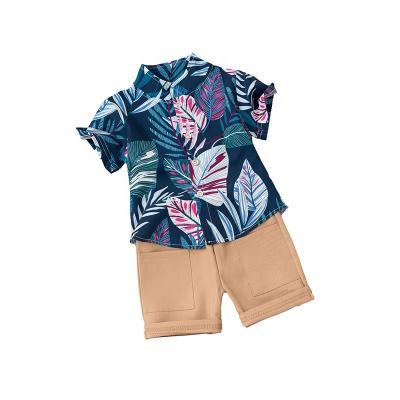 China New boys summer casual children's short sleeve set fashion children's full printing shirt two-piece wholesale for sale