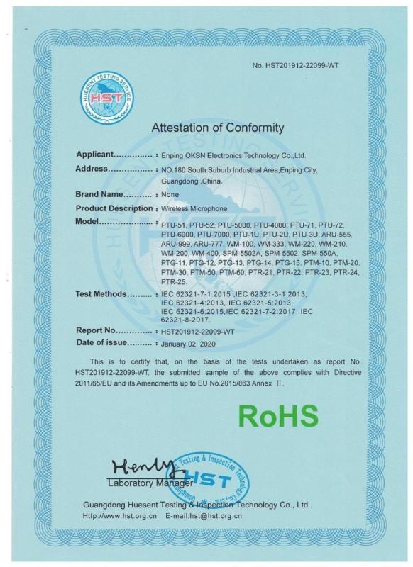 RoHS - Enping Oksn Electronics Technology Co., Ltd.