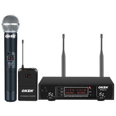 China Channles Handheld Metal Dual Microphone UHF Microphone Wireless System for sale