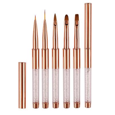 China High Quality 100% Acrylic Kolinsky Nail Brush Animal Hair NAIL Rose Gold Handle Nail Cleaning Brush 3D Custom Nail Art Liner Brushes for sale