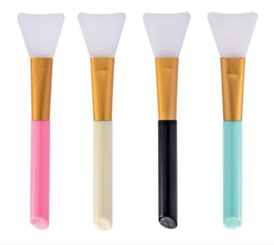 China Factory Free Sample Mask Brush MOQ 10Piece Bevel-End Plastic Handle Silicone Spatula Mask Brush Soft Facial Mask Applicator For Makeup for sale