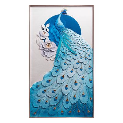 China Artist Direct Decor Painting Interior Decor Factory Designs For Living Room Peacock Wall Picture for sale