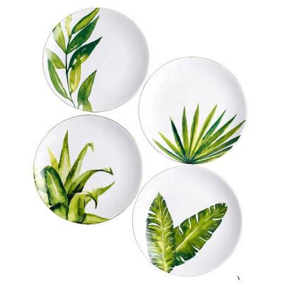 China Sustainable Ceramic Leaf Dinner Gold Edge Dishes Set Kitchen Dish Sets Fashionable Palm Leaf Dishes Salad Dishes for sale