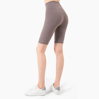 China Breathable hip fitness high waist yoga shorts yoga pants new tight five point nude yoga pants new color peach for sale