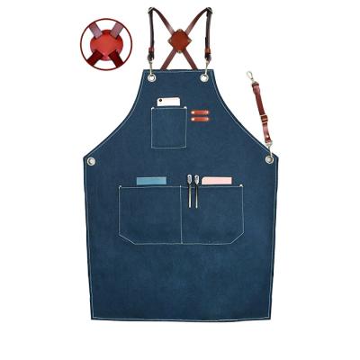 China Custom wholesale thick waterproof cafe apron factory canvas shop cleaning baking apron barber shop for sale