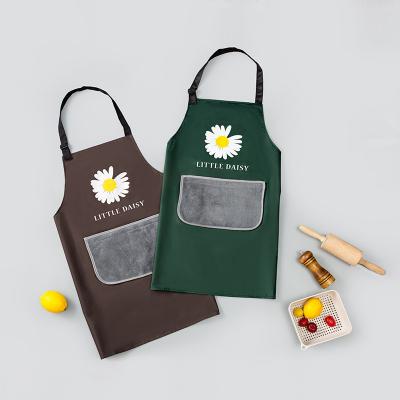 China Low MOQ Wholesale High Quality PVC Apron Daisy Pattern Bib Cleaning Waterproof Apron for sale