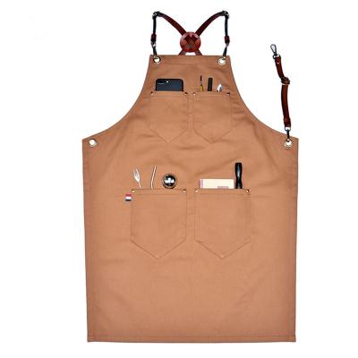 China Colorful Western Restaurant Waiter Work Apron Barber Bartender Apron Floral Denim Cleaning Apron for sale