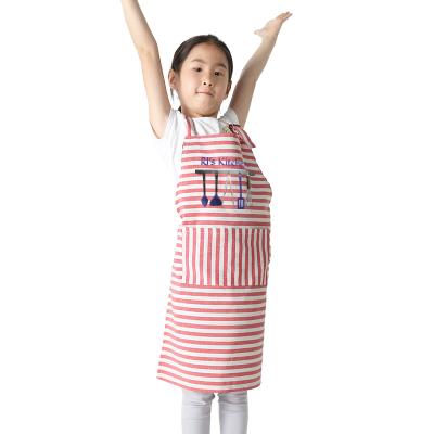 China Simple And Stylish Children's Parent-child Apron Kitchen Home Waist Waist Coffee Striped Overalls Cleaning for sale