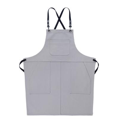 China Cleaning tea shop light gray white khaki black and blue florist apron canvas custom logo for sale