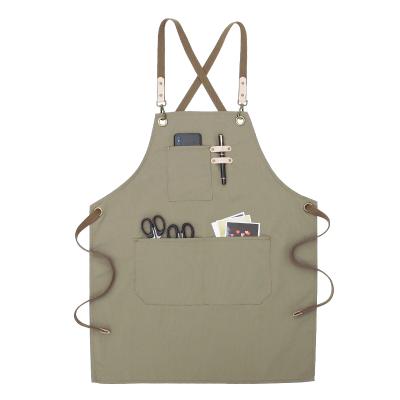 China Custom Logo Cafe Tea Shop Apron Florist Hairdresser Japanese Style Restaurant Bar Canvas Cleaning Coveralls for sale