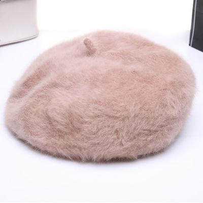 China MENCA plush women berets hat rabbit hair and mink cashmere mix knit long hair hats for young ladies for sale