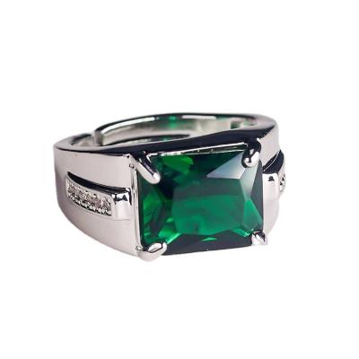 China 2021 Vintage European and American Silver Plated Hip Hop Emerald Fashion Luxury Rings for sale