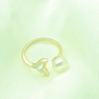 China CLASSIC Korean Version of Fashion Personality Ring Fishtail Opening Women's Pearl Ring for sale