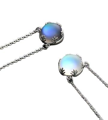 China Europe and America Aurora Forest Element S925 Sterling Silver Moonstone Clavicle Pendant Necklace for Female for sale