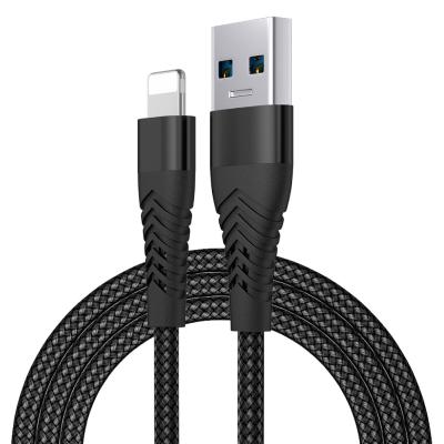 China Premium Nylon Cable 10ft USB Cable 2.4A Mobile Phone 3ft 6ft Fast Phone Charging Apple iPhone Charger Cable for sale