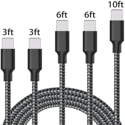 China Cell Phone For iPhone Charger Lightning Cable 3FT 6FT USB Charging Cable 3FT 6FT USB Nylon Braided Charging Data Sync Transfer High Speed ​​Cord 10FT For iPhone for sale