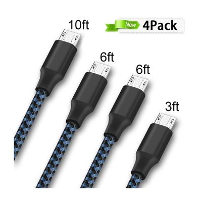 China Durable Nylon Braided Micro USB Cable 3FT 6FT Nylon Braided Fast Charging Aluminum Housing 10FT USB Cable Charging Android Data Cable for sale