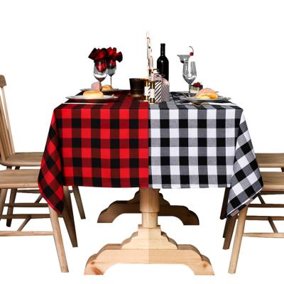 China Wholesale Grid Decor Christmas Home Party Waterproof Dining Custom Cotton Table Cloth , Black Christmas Table Cloths for sale