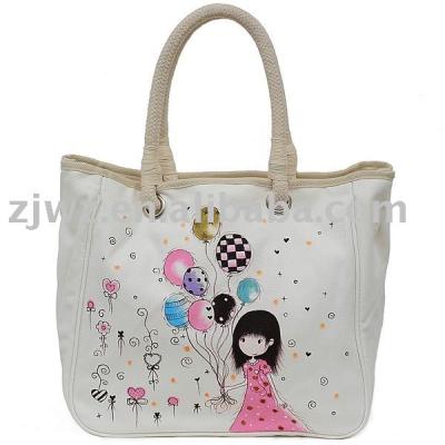 China Cartoon Printing Canvas Handled Bag For Shopping for sale