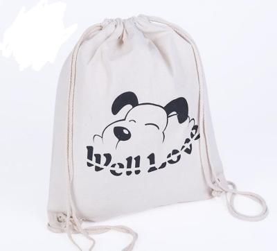 China Rope Handle Drawstring Backpack Bag Cotton White 2017 for sale