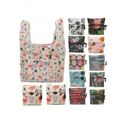 China 190T 210D Rope Handle Bank Promotion Sublimation Printed Polyester Foldable Bag for sale