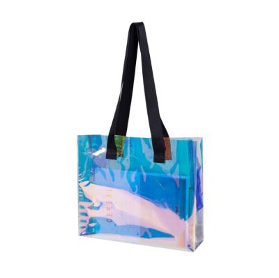 China Recyclable Wholesale Custom Printed Holographic Women Bag PVC Bag Manufacturers for sale