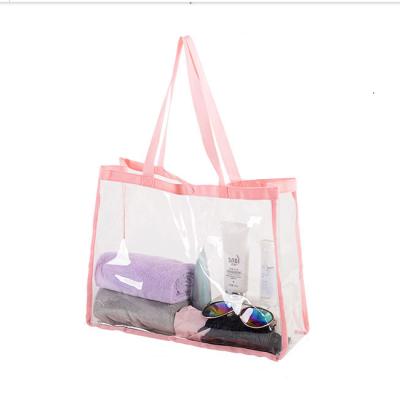 China Recyclable Clear Transparent Waterproof Lady Organizer Tote Beach Swim PVC Bag for sale