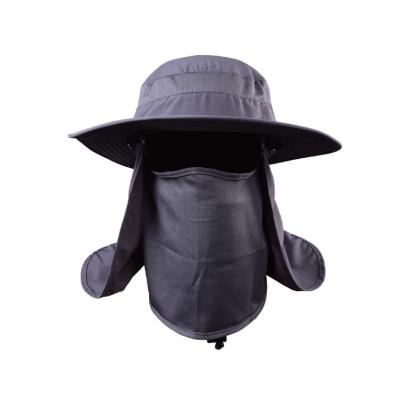 China Outdoor Fashion Striped Summer Sun Protection Fishing Hat Neck Face Flap Wide Brim Hat for sale