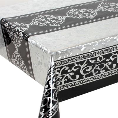 China 2020 Hot Sale Oilproof Modern Designs PVC Gold And Silver Tablecloth In A Rolls For Home And Restaurant for sale