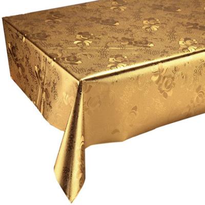 China Luxury Oilproof Gold And Silver PVC Printed Spanlace Backing Tablecloth Roll for sale