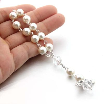 China Hot Selling Catholic Christianity Religious Crystal Jewelry Wholesale Rosary Bracelet Handmade Angel Beautiful Rosary Beads Bracelet for sale