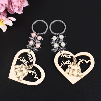 China Recuerdos Wooden Heart Shape Quince Key Chain Favors for Girl Recuerdos Wooden Heart Quince Key Chain Party with Organza Bags for sale